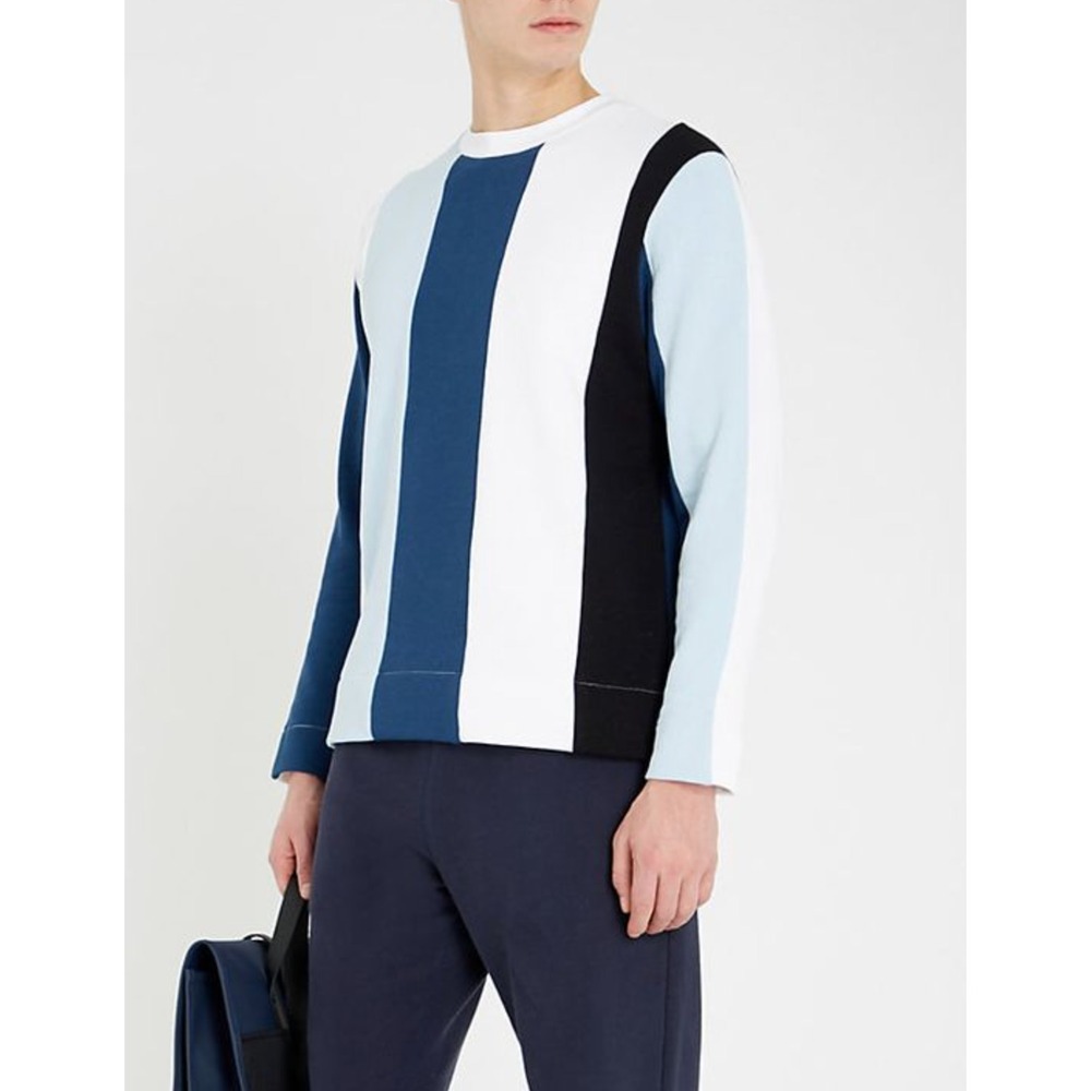 Sandro Paris Mens Striped Cotton Jersey Pullover Crewneck Sweatshirt Size Small
